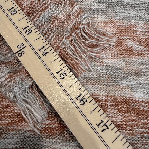 Natural Reflections Lightweight Fringe Sweater V-Neck Rust Tan Cream Size Medium - Picture 11 of 12